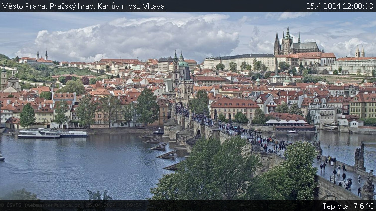 Město Praha - Pražský hrad, Karlův most, Vltava - 25.4.2024 v 12:00