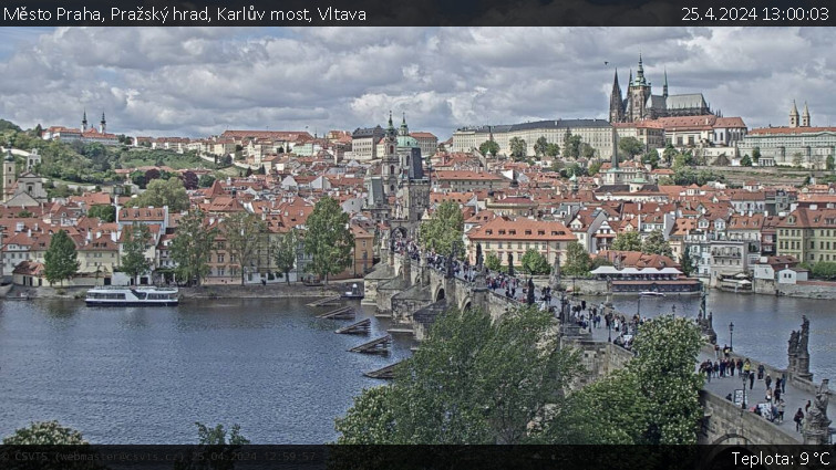 Město Praha - Pražský hrad, Karlův most, Vltava - 25.4.2024 v 13:00