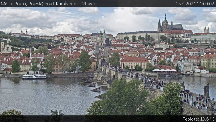 Město Praha - Pražský hrad, Karlův most, Vltava - 25.4.2024 v 14:00