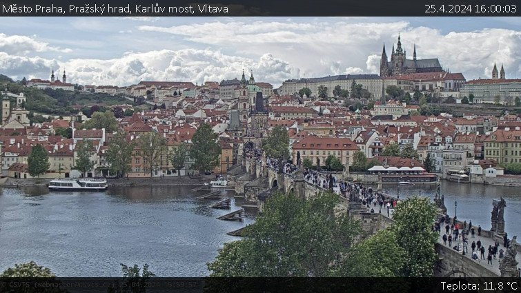 Město Praha - Pražský hrad, Karlův most, Vltava - 25.4.2024 v 16:00