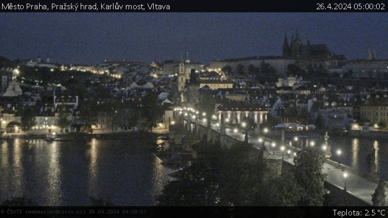 Město Praha - Pražský hrad, Karlův most, Vltava - 26.4.2024 v 05:00