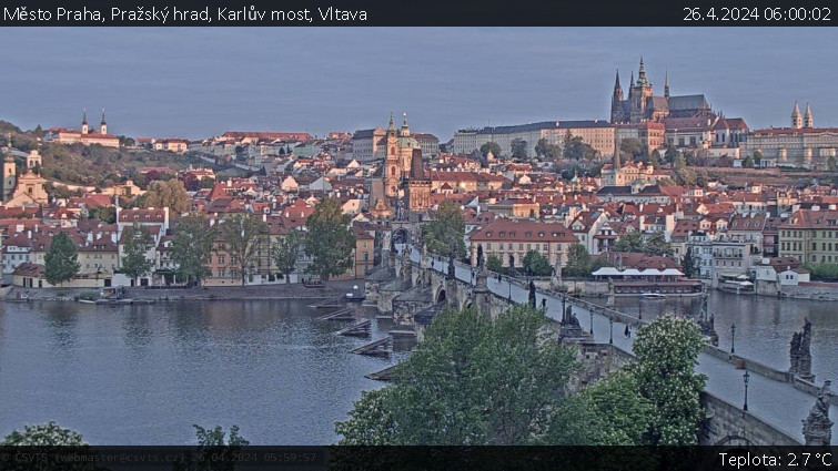 Město Praha - Pražský hrad, Karlův most, Vltava - 26.4.2024 v 06:00