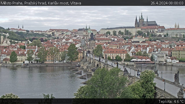 Město Praha - Pražský hrad, Karlův most, Vltava - 26.4.2024 v 08:00