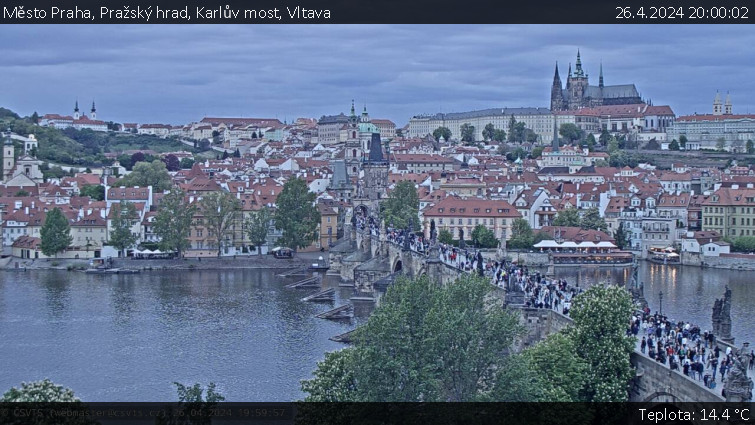 Město Praha - Pražský hrad, Karlův most, Vltava - 26.4.2024 v 20:00