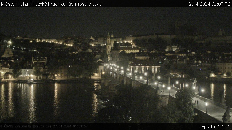 Město Praha - Pražský hrad, Karlův most, Vltava - 27.4.2024 v 02:00