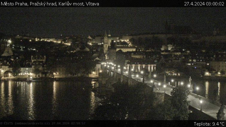 Město Praha - Pražský hrad, Karlův most, Vltava - 27.4.2024 v 03:00