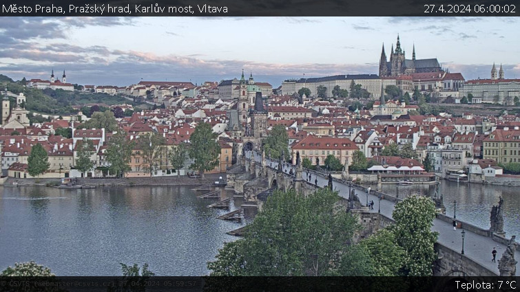 Město Praha - Pražský hrad, Karlův most, Vltava - 27.4.2024 v 06:00