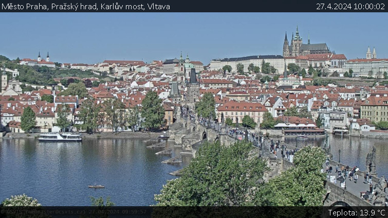 Město Praha - Pražský hrad, Karlův most, Vltava - 27.4.2024 v 10:00