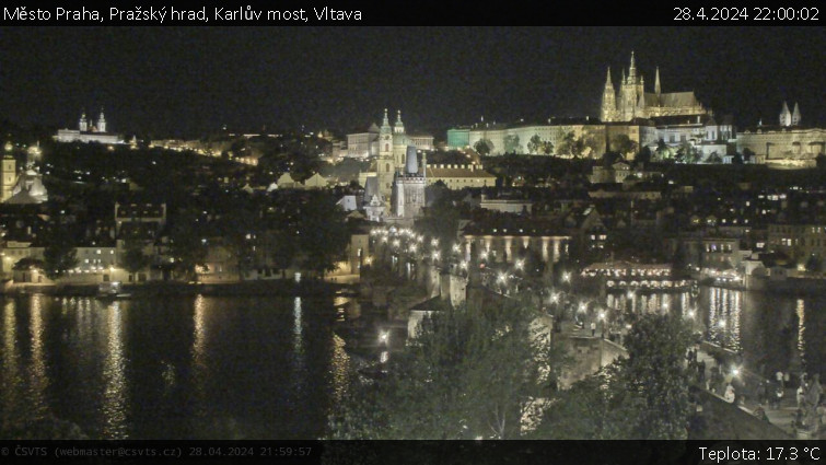 Město Praha - Pražský hrad, Karlův most, Vltava - 28.4.2024 v 22:00