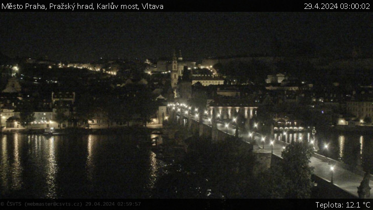 Město Praha - Pražský hrad, Karlův most, Vltava - 29.4.2024 v 03:00