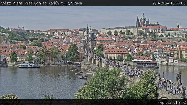 Město Praha - Pražský hrad, Karlův most, Vltava - 29.4.2024 v 13:00
