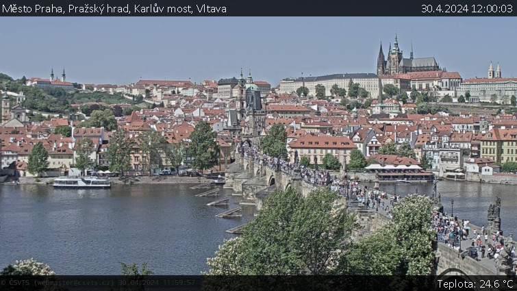 Město Praha - Pražský hrad, Karlův most, Vltava - 30.4.2024 v 12:00