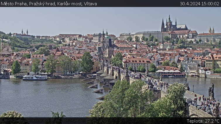 Město Praha - Pražský hrad, Karlův most, Vltava - 30.4.2024 v 15:00