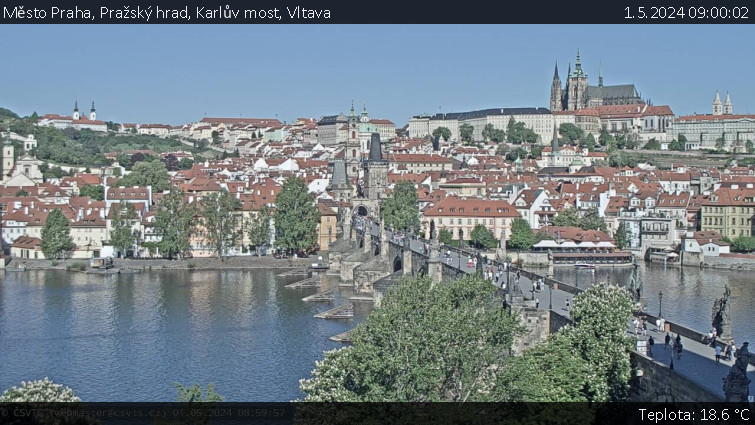 Město Praha - Pražský hrad, Karlův most, Vltava - 1.5.2024 v 09:00