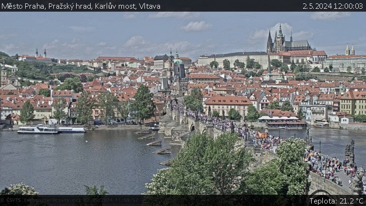 Město Praha - Pražský hrad, Karlův most, Vltava - 2.5.2024 v 12:00