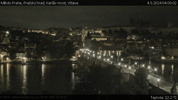 Město Praha - Pražský hrad, Karlův most, Vltava - 4.5.2024 v 04:00