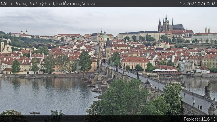 Město Praha - Pražský hrad, Karlův most, Vltava - 4.5.2024 v 07:00