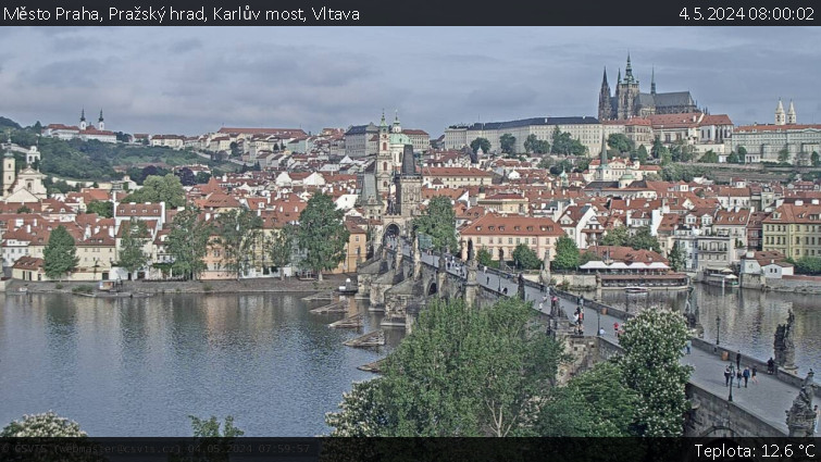 Město Praha - Pražský hrad, Karlův most, Vltava - 4.5.2024 v 08:00
