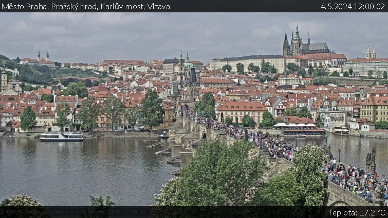 Město Praha - Pražský hrad, Karlův most, Vltava - 4.5.2024 v 12:00