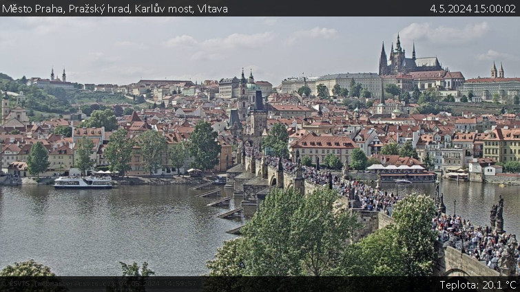 Město Praha - Pražský hrad, Karlův most, Vltava - 4.5.2024 v 15:00