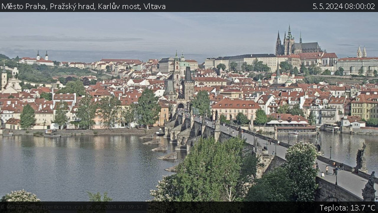 Město Praha - Pražský hrad, Karlův most, Vltava - 5.5.2024 v 08:00