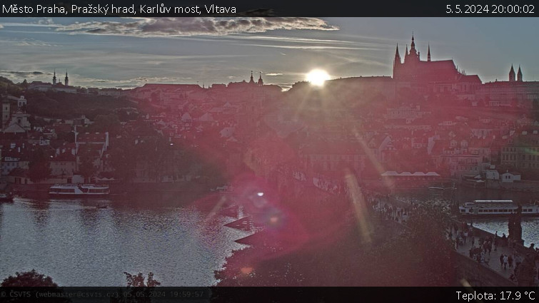 Město Praha - Pražský hrad, Karlův most, Vltava - 5.5.2024 v 20:00