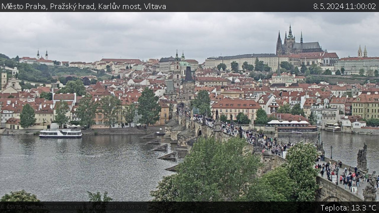 Město Praha - Pražský hrad, Karlův most, Vltava - 8.5.2024 v 11:00
