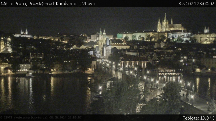 Město Praha - Pražský hrad, Karlův most, Vltava - 8.5.2024 v 23:00
