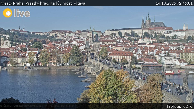 Město Praha - Pražský hrad, Karlův most, Vltava - 14.10.2025 v 09:45 Město Praha - Pražský hrad, Karlův most, Vltava - 14.10.2025 v 09:45