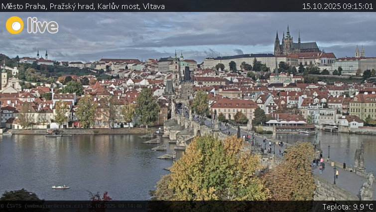 Město Praha - Pražský hrad, Karlův most, Vltava - 15.10.2025 v 09:15 Město Praha - Pražský hrad, Karlův most, Vltava - 15.10.2025 v 09:15