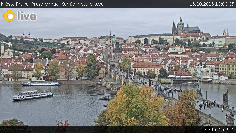 Město Praha - Pražský hrad, Karlův most, Vltava - 15.10.2025 v 10:00 Město Praha - Pražský hrad, Karlův most, Vltava - 15.10.2025 v 10:00
