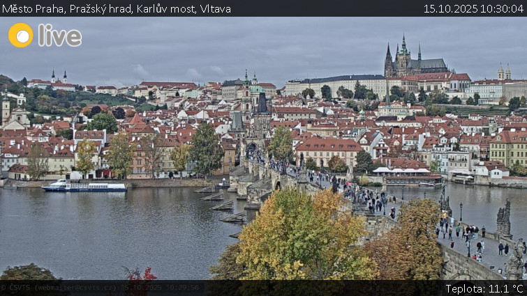 Město Praha - Pražský hrad, Karlův most, Vltava - 15.10.2025 v 10:30 Město Praha - Pražský hrad, Karlův most, Vltava - 15.10.2025 v 10:30