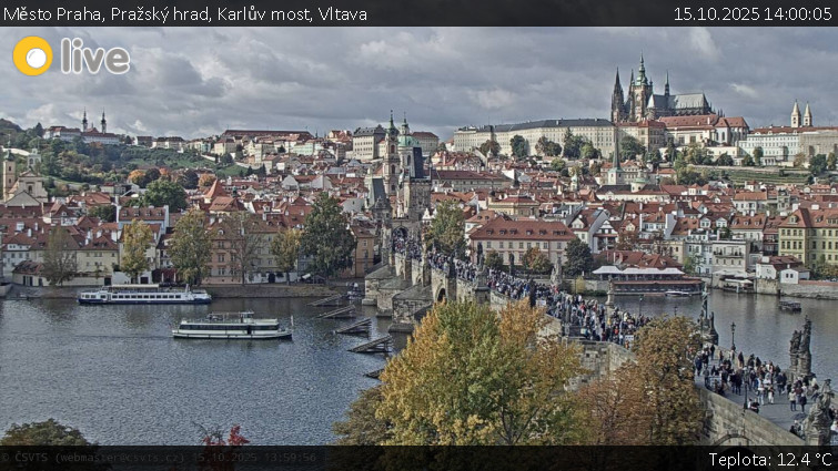 Město Praha - Pražský hrad, Karlův most, Vltava - 15.10.2025 v 14:00 Město Praha - Pražský hrad, Karlův most, Vltava - 15.10.2025 v 14:00