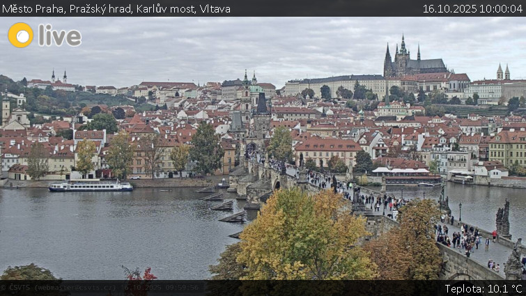 Město Praha - Pražský hrad, Karlův most, Vltava - 16.10.2025 v 10:00 Město Praha - Pražský hrad, Karlův most, Vltava - 16.10.2025 v 10:00