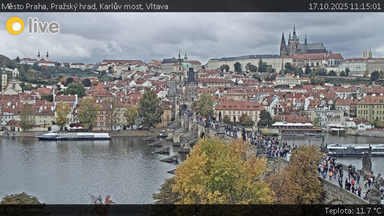 Město Praha - Pražský hrad, Karlův most, Vltava - 17.10.2025 v 11:15 Město Praha - Pražský hrad, Karlův most, Vltava - 17.10.2025 v 11:15
