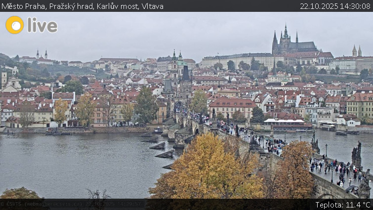 Město Praha - Pražský hrad, Karlův most, Vltava - 22.10.2025 v 14:30 Město Praha - Pražský hrad, Karlův most, Vltava - 22.10.2025 v 14:30