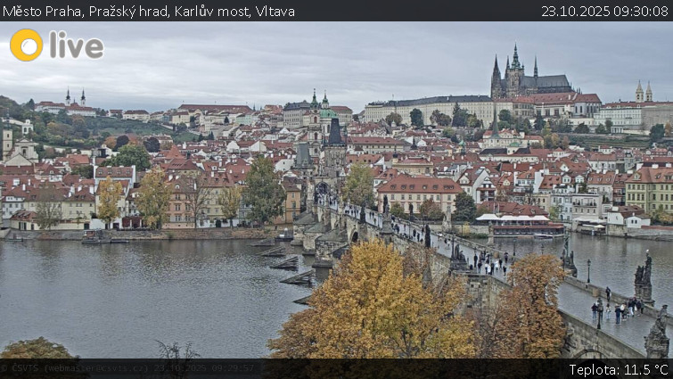 Město Praha - Pražský hrad, Karlův most, Vltava - 23.10.2025 v 09:30 Město Praha - Pražský hrad, Karlův most, Vltava - 23.10.2025 v 09:30