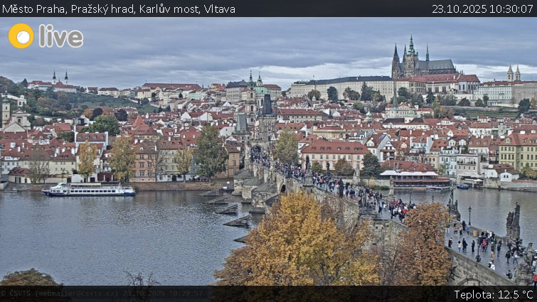 Město Praha - Pražský hrad, Karlův most, Vltava - 23.10.2025 v 10:30 Město Praha - Pražský hrad, Karlův most, Vltava - 23.10.2025 v 10:30