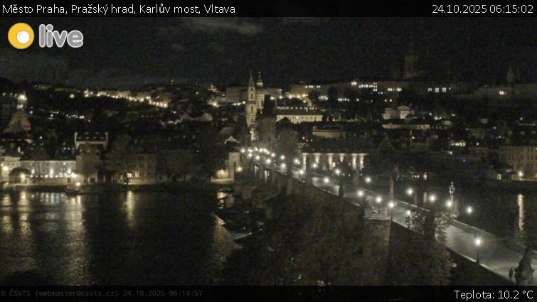 Město Praha - Pražský hrad, Karlův most, Vltava - 24.10.2025 v 06:15 Město Praha - Pražský hrad, Karlův most, Vltava - 24.10.2025 v 06:15