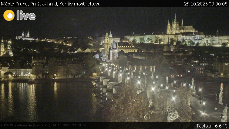 Město Praha - Pražský hrad, Karlův most, Vltava - 25.10.2025 v 00:00 Město Praha - Pražský hrad, Karlův most, Vltava - 25.10.2025 v 00:00