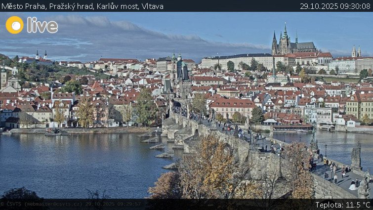 Město Praha - Pražský hrad, Karlův most, Vltava - 29.10.2025 v 09:30 Město Praha - Pražský hrad, Karlův most, Vltava - 29.10.2025 v 09:30