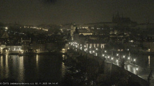 Město Praha - Pražský hrad, Karlův most, Vltava - 2.11.2025 v 04:15 Město Praha - Pražský hrad, Karlův most, Vltava - 2.11.2025 v 04:15