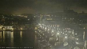 Město Praha - Pražský hrad, Karlův most, Vltava - 14.11.2025 v 00:15 Město Praha - Pražský hrad, Karlův most, Vltava - 14.11.2025 v 00:15