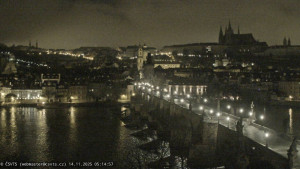 Město Praha - Pražský hrad, Karlův most, Vltava - 14.11.2025 v 05:15 Město Praha - Pražský hrad, Karlův most, Vltava - 14.11.2025 v 05:15