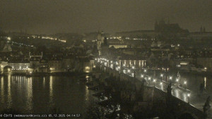 Město Praha - Pražský hrad, Karlův most, Vltava - 5.12.2025 v 04:15 Město Praha - Pražský hrad, Karlův most, Vltava - 5.12.2025 v 04:15