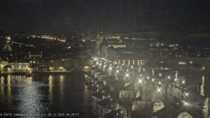 Město Praha - Pražský hrad, Karlův most, Vltava - 29.12.2025 v 00:30 Město Praha - Pražský hrad, Karlův most, Vltava - 29.12.2025 v 00:30