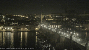 Město Praha - Pražský hrad, Karlův most, Vltava - 29.12.2025 v 04:45 Město Praha - Pražský hrad, Karlův most, Vltava - 29.12.2025 v 04:45