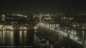 Město Praha - Pražský hrad, Karlův most, Vltava - 29.12.2025 v 05:45 Město Praha - Pražský hrad, Karlův most, Vltava - 29.12.2025 v 05:45