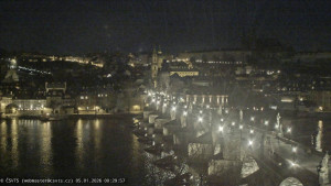 Město Praha - Pražský hrad, Karlův most, Vltava - 5.1.2026 v 00:30 Město Praha - Pražský hrad, Karlův most, Vltava - 5.1.2026 v 00:30