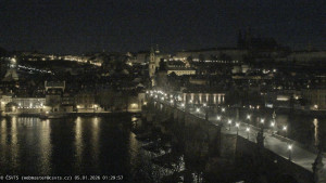 Město Praha - Pražský hrad, Karlův most, Vltava - 5.1.2026 v 01:30 Město Praha - Pražský hrad, Karlův most, Vltava - 5.1.2026 v 01:30